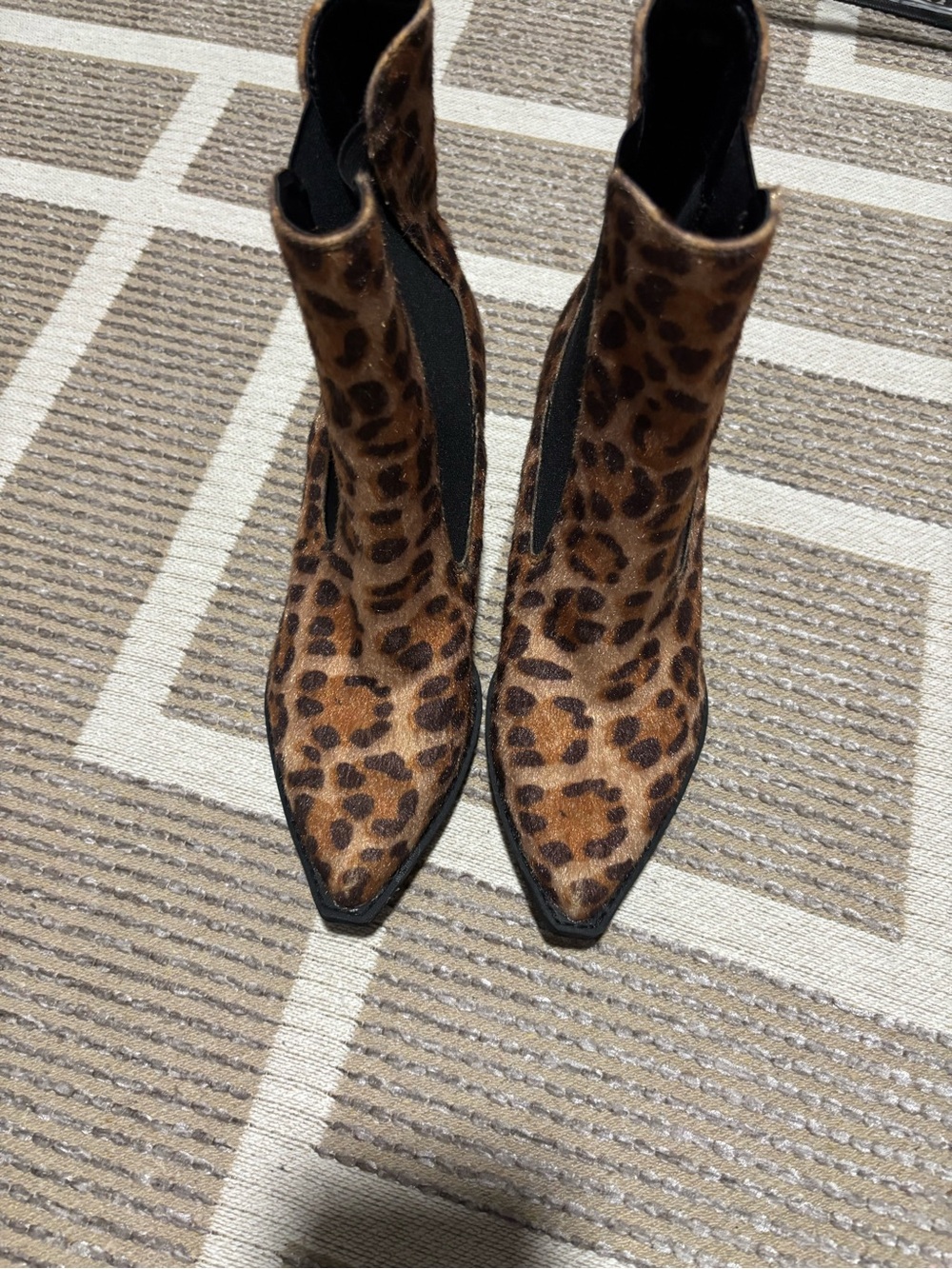 DV by Dolce Vita Leopard Print Pointed Toe Ankle Boots - Brown & Black